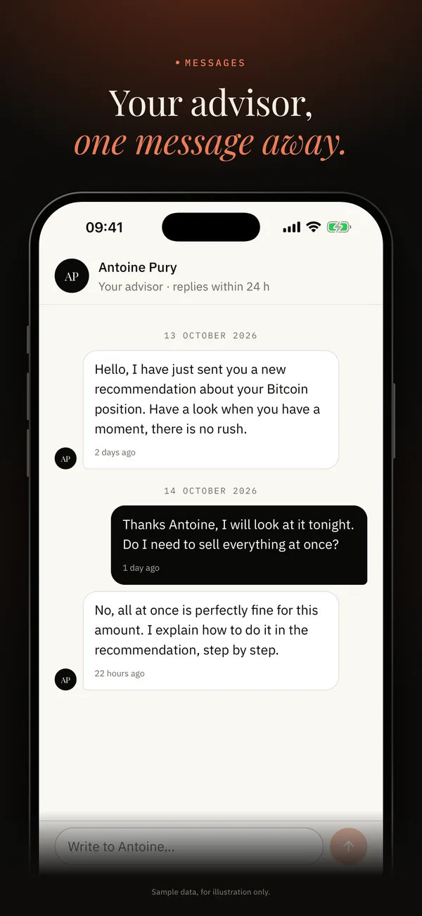 Messaging with the adviser in the 41 Advisory app